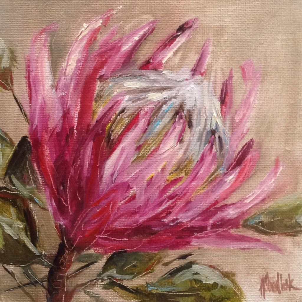 1024x1023 Pretty Protea Painting (Oil On Canvas) Exotic Flower Great Colors - Exotic Flower Painting