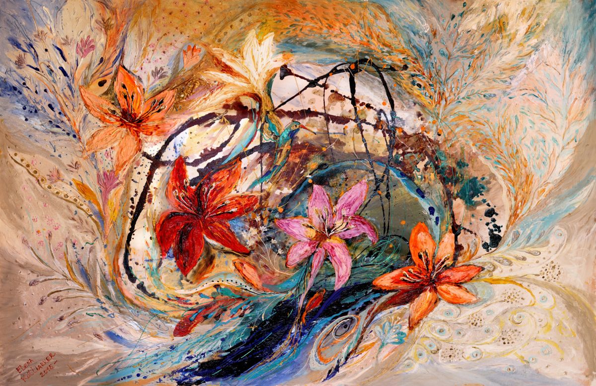 1200x777 Splash Of Life - Exotic Flower Painting
