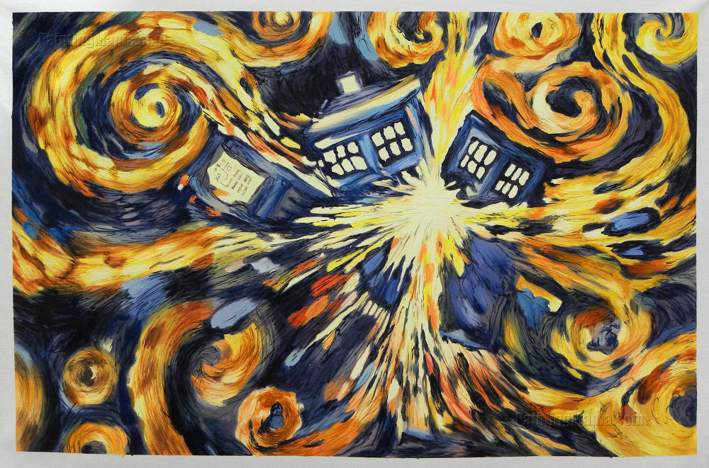 1000x661 Exploding Tardis (Blue Box Exploding) - Exploding Painting