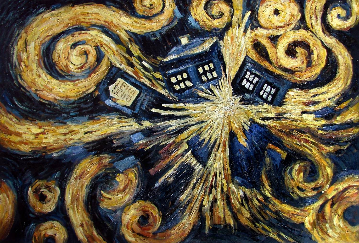 1500x1017 Oil Painting Of The Tardis Exploding - Exploding Painting