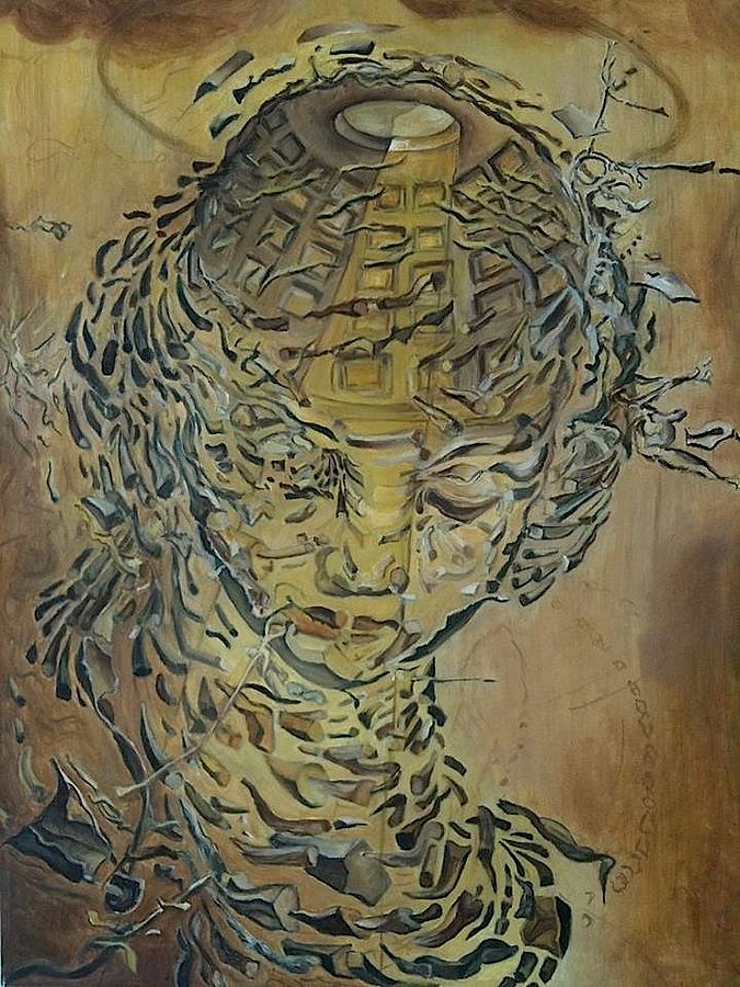 675x900 Reproduction Of Dali's Head Exploding Painting By Yana Ashim - Exploding Painting