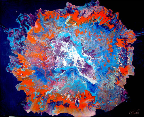 500x405 Usha Patibandla Abstract Paintings Exploding With Energy - Exploding Painting