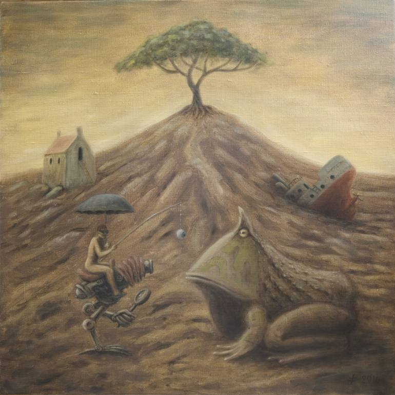 770x770 Saatchi Art Horned Frog And Explorer Painting By Roman Filippov - Explorer Painting