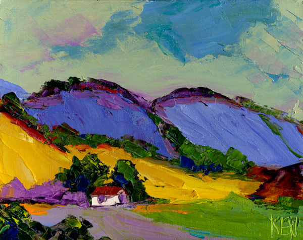 600x476 Blue Mountains Expressionism Seascape Oil Painting. Ken Kenneth - Expressionist Landscape Painting