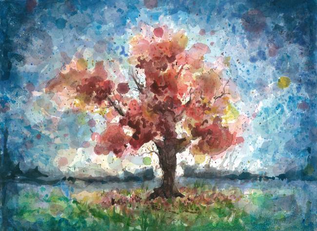 650x475 Portrait Of A Tree, Expressive Watercolor Painting By Penny Pausch - Expressive Painting