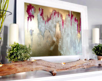 340x270 Gold Leaf Painting Modern Art Acrylic Painting Gift - Extra Large Canvas Painting