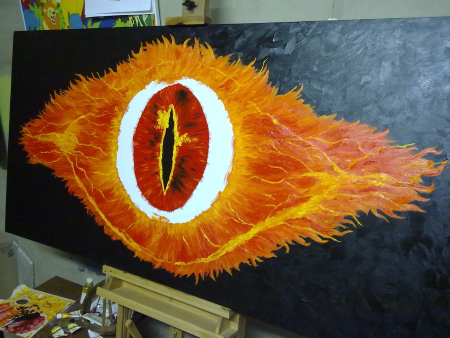 900x675 Eye Of Sauron Progress By Amazenn - Eye Of Sauron Painting