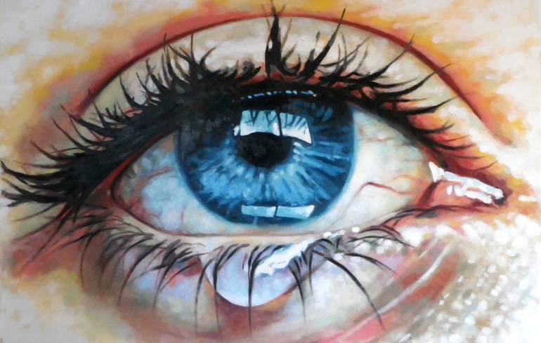 770x489 Saatchi Art Close Up Teary Eye Painting By Thomas Saliot - Eye Painting
