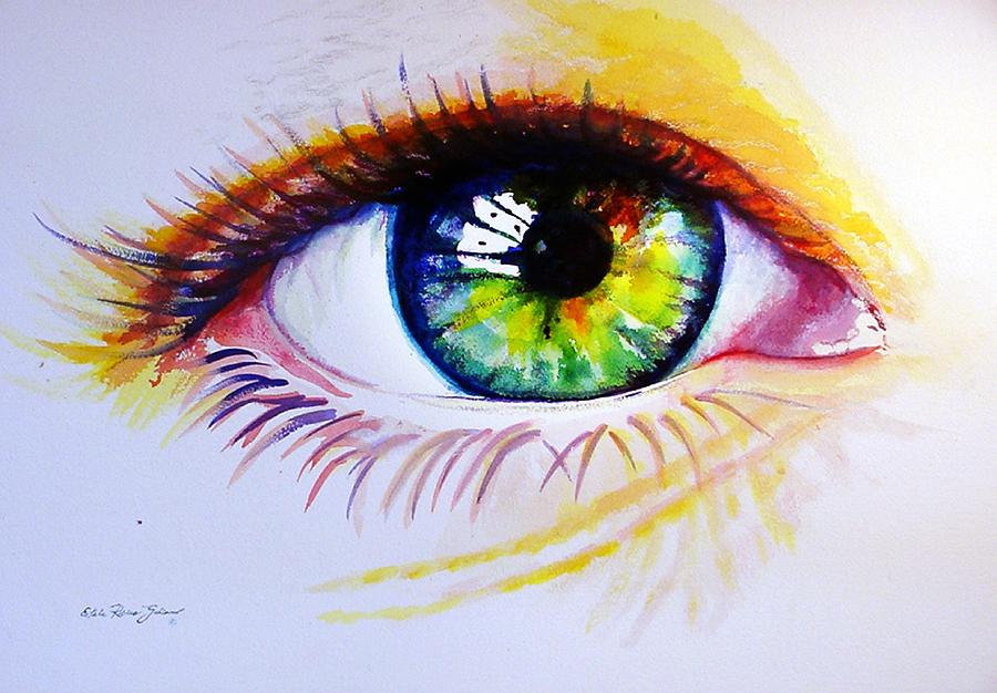 900x626 The Green Eye Painting By Estela Robles - Eye Painting