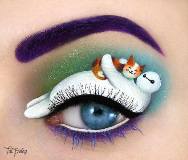 605x516 Israeli Artist Draws Amazing Make Up Art On Her Own Eyelids - Eyelid Painting