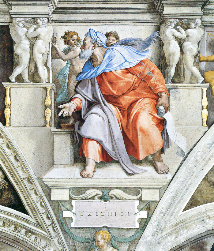 699x820 Reproduction Painting Michelangelo Ezekiel, Hand Painted - Ezekiel Painting