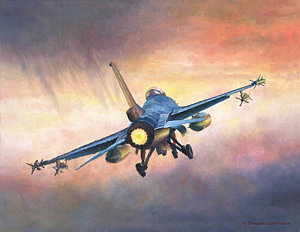 300x232 F 16 Afterburner Painting By Douglas Castleman - F 16 Painting
