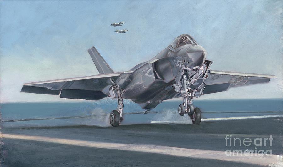 900x534 F 35c Carrier Landing Painting By Stephen Roberson - F 35 Painting