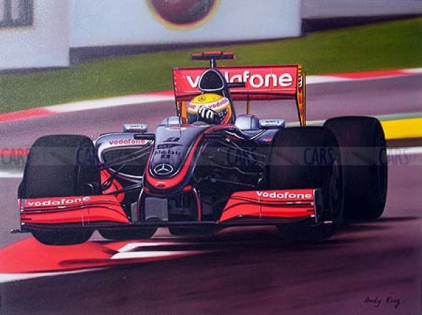 600x448 F1 Mclaren Mercedes Lewis Hamilton Oil Painting - F1 Painting
