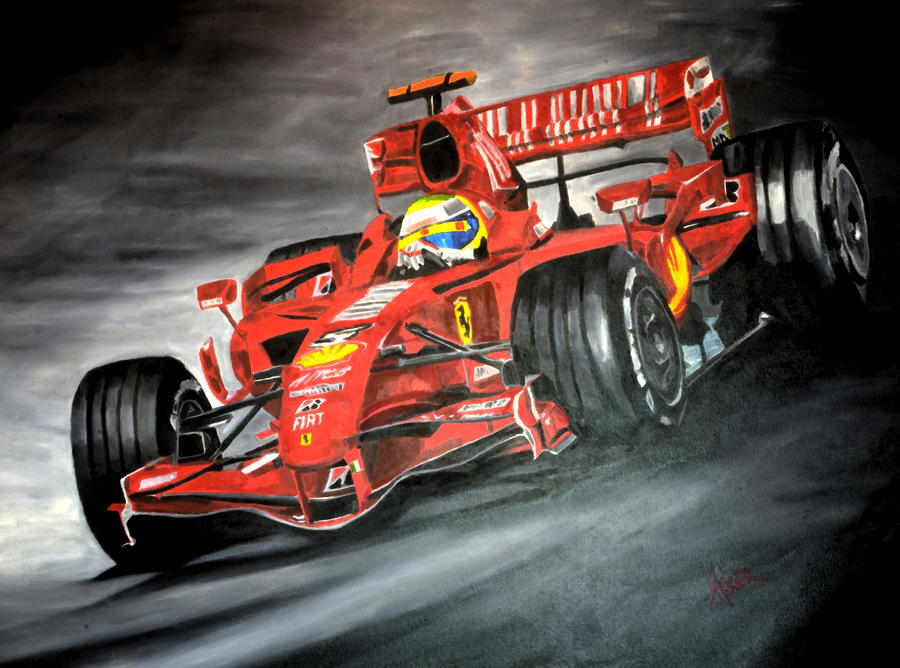 900x668 Ferrari F1 Painting By Aaron Acker - F1 Painting