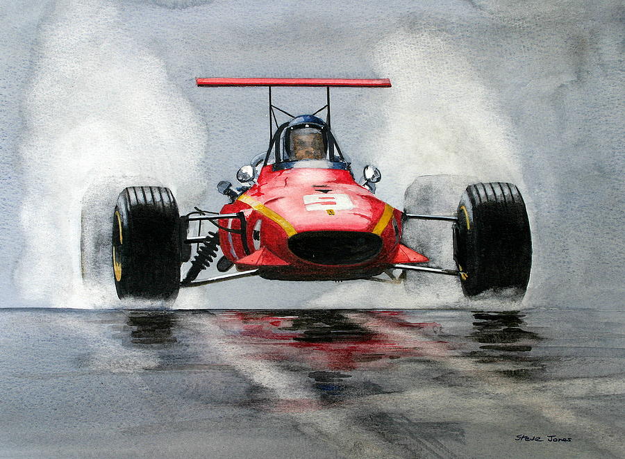 900x661 Jackie Ickx Ferrari F1 Painting By Steve Jones - F1 Painting