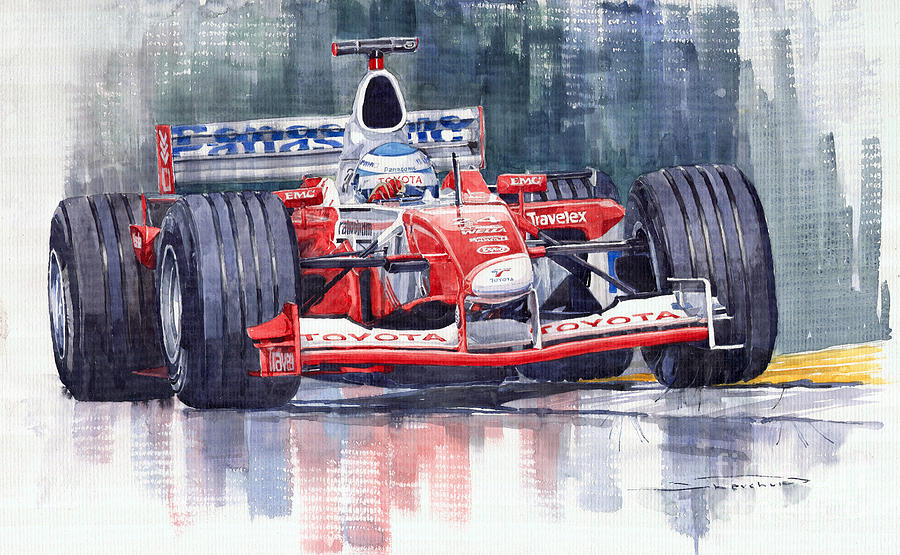 900x555 Panasonic Toyota Tf102 F1 2002 Mika Salo Painting By Yuriy Shevchuk - F1 Painting