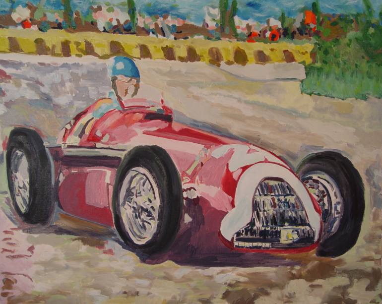 770x613 Saatchi Art Juan Manuel Fangio Alfa Romeo F1 Painting By Sundeep - F1 Painting