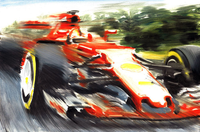 700x462 Sebastian Vettel Ferrari Sf70h Turbo F1 Formula 1 Original Oil - F1 Painting