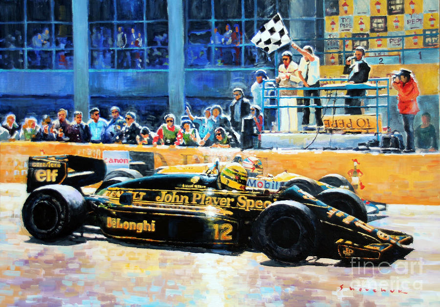 900x629 Senna Vs Mansell F1 Spanish Gp 1986 Painting By Yuriy Shevchuk - F1 Painting