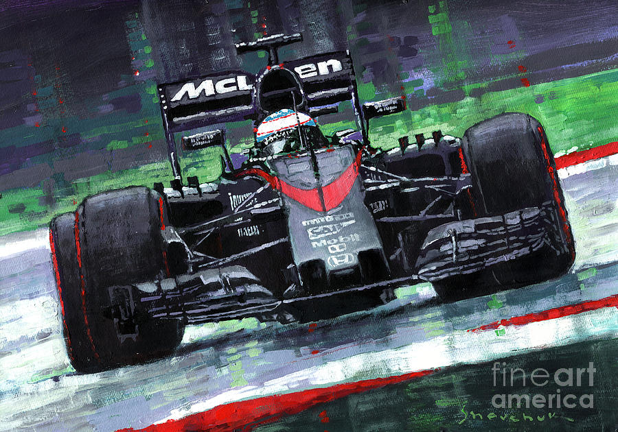 900x630 2015 Mclaren Honda F1 Austrian Gp Alonso Painting By Yuriy Shevchuk - F1 Painting