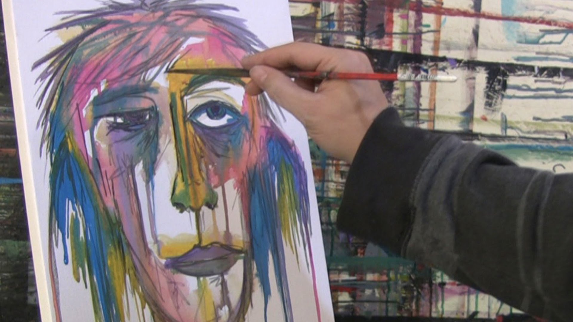 1920x1080 How To Paint With Acrylic Paint Tutorial How To Paint Abstract - Face Abstract Painting
