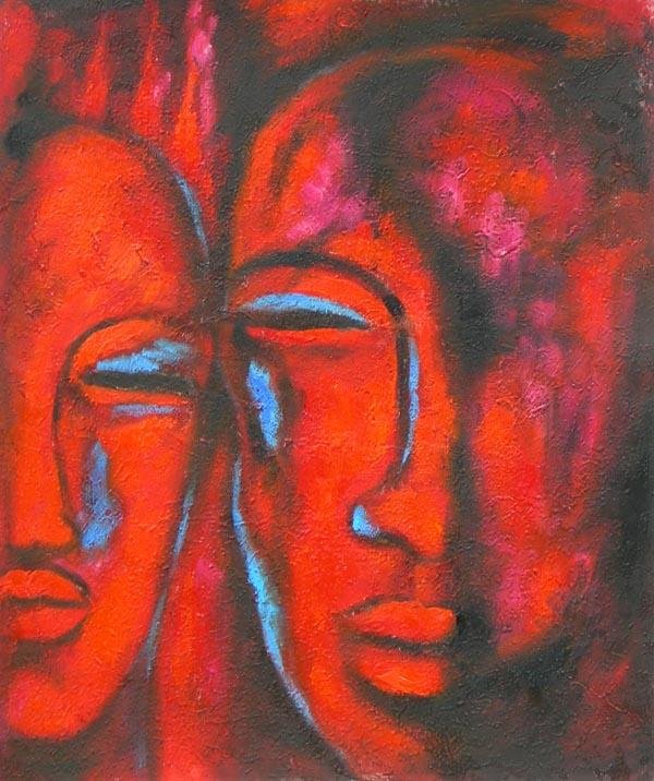 600x716 Hand Painted Oil Wall Moonlight Face Art Home Decoration Modern - Face Abstract Painting