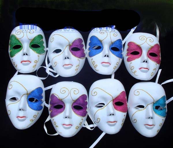 600x515 White Hand Painted Mask Creative Fashion White Mask Painting - Face Mask Painting