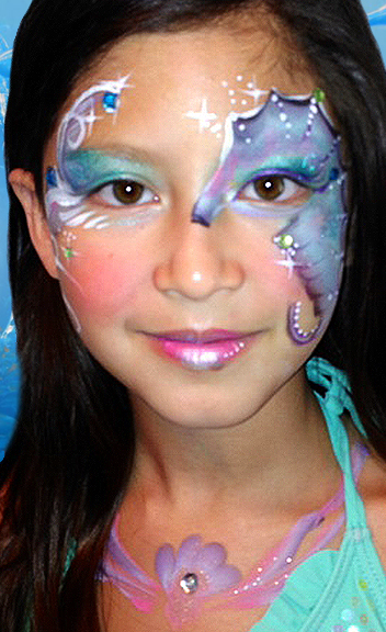 352x576 Seahorse Face Paint Design Video Tutorial Face Paint Shop Online - Face Painting Horse Design