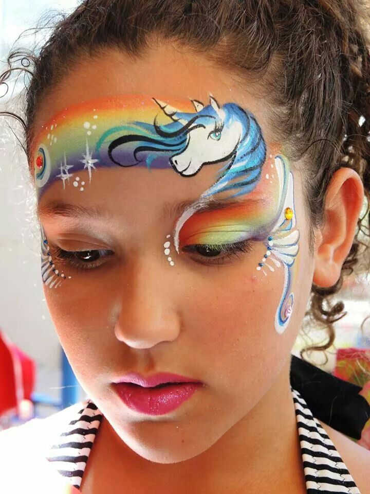 720x960 Facenbodypaint A Beautiful Arrangement Of Unicorn And Rainbow - Face Painting Horse Design