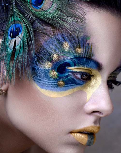 500x631 Peacock Face Paint. Gorgeous. Halloween Peacock - Face Painting Makeup