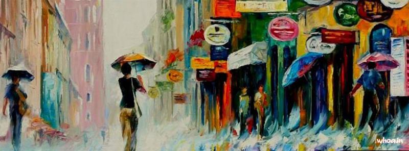 800x296 Facebook Rain Oil Painting Cover - Facebook Painting