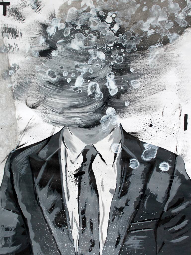 770x1025 Saatchi Art Black Tie Painting By Denholm Berry - Faceless Man Painting