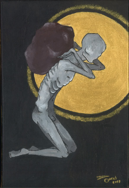 435x634 Salvation Volkov Is Thinking - Faceless Man Painting