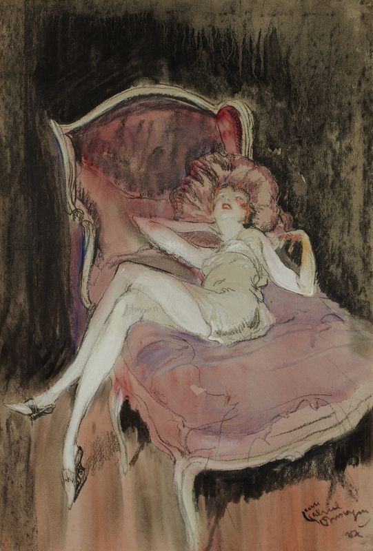 541x800 Jean Gabriel Domergue (1889 1962) On A Fainting Couch (Sur La - Fainting Couch Painting
