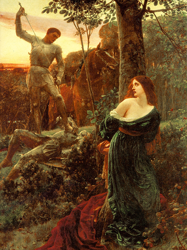 747x1000 Painting King Soldier Queen Medieval Knights Edmund Blair Leighton - Fair Maiden Painting