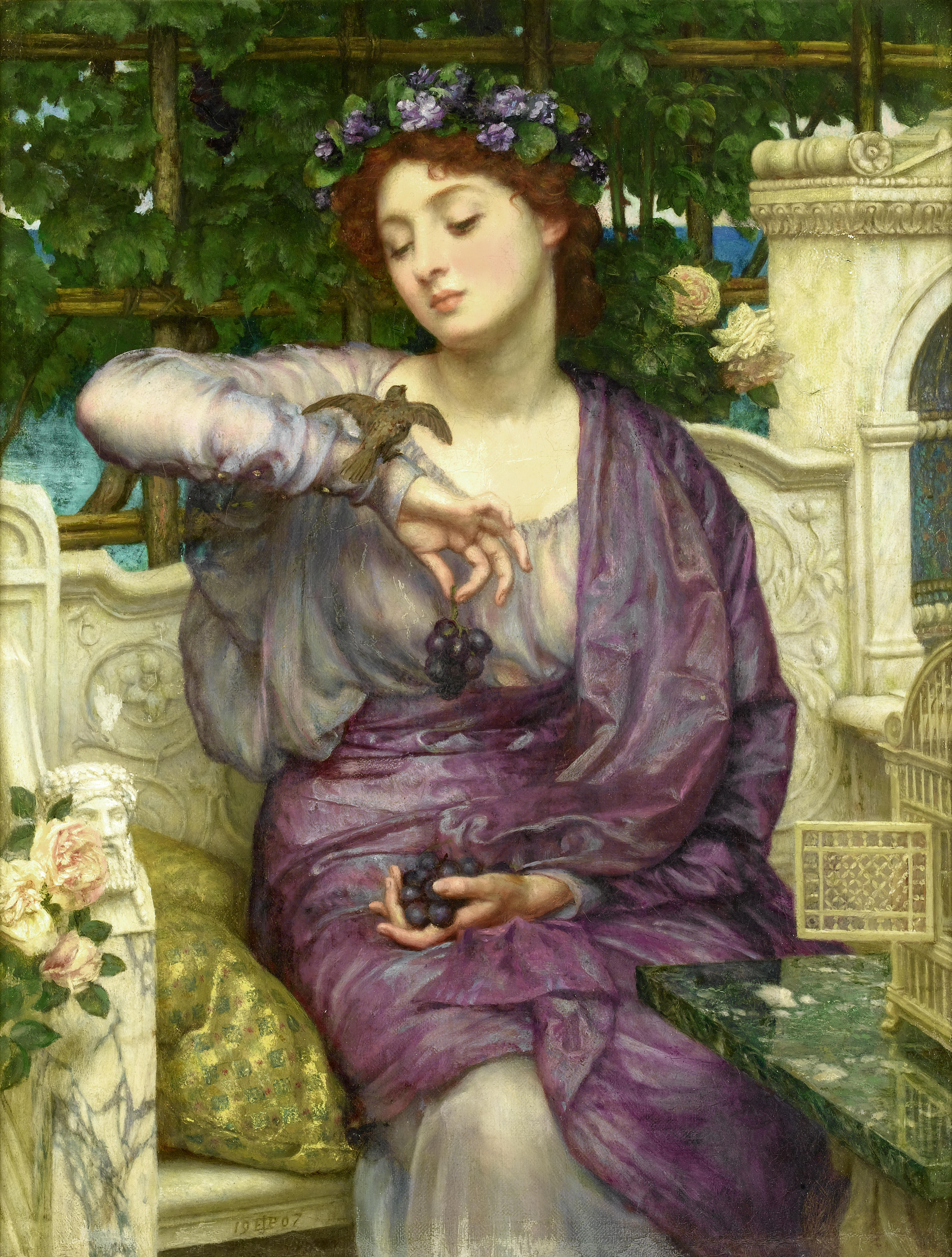 3748x4949 Filesir Edward John Poynter Lesbia And Her Sparrow.jpg - Fair Maiden Painting