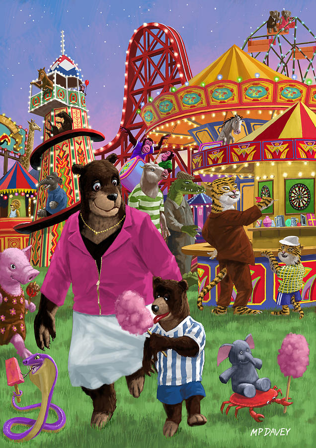 636x900 Animal Fun Fair Painting By Martin Davey - Fair Painting
