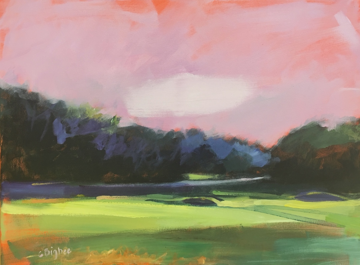 1200x885 Painting Twilight On The First Fairway (Original Art By Claire - Fairway Painting