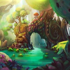 300x300 10x10 Abstract Fairy Forest Background Tree River Painting Studio - Fairy Forest Painting