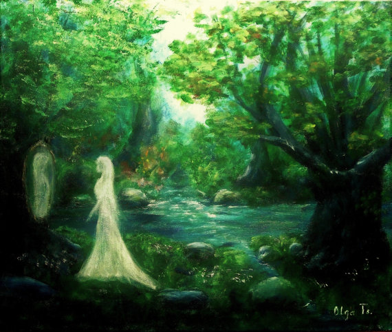 570x482 Fantasy Art Fairy Forest Canvas Wall Art Painting Holiday Gift - Fairy Forest Painting