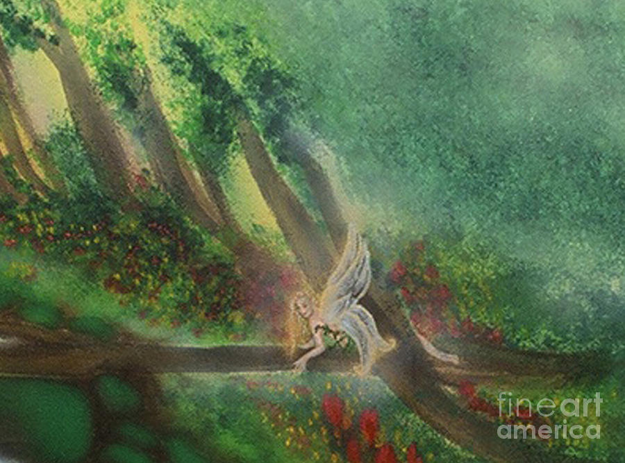 900x667 Forest Fairy Painting By Diveena Seshetta - Fairy Forest Painting