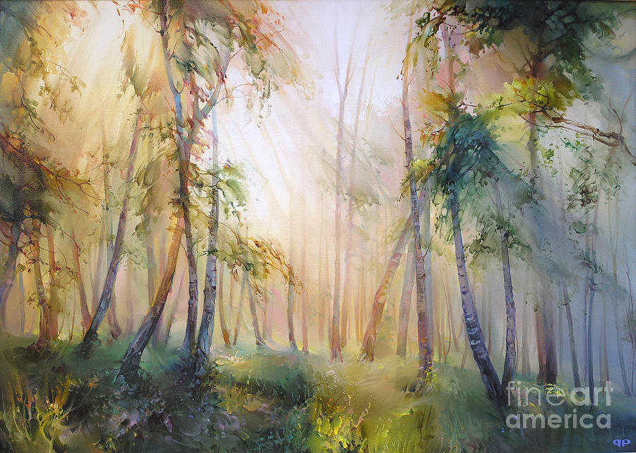 900x641 Forest Fairy Tale Painting By Roman Romanov - Fairy Forest Painting