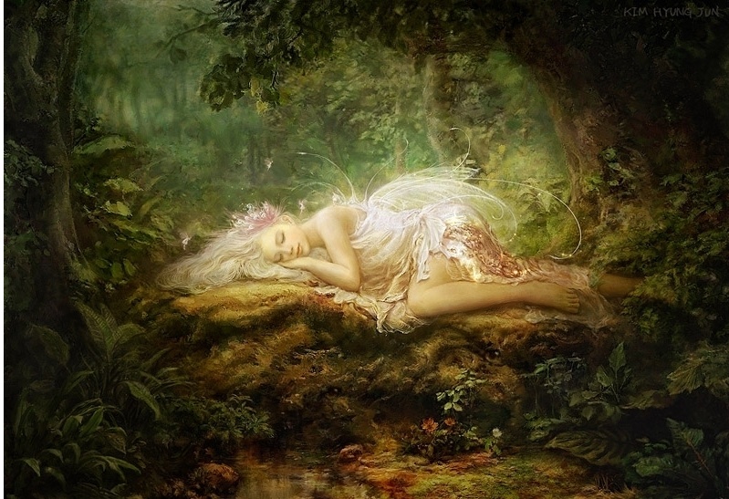 799x547 Jigsaw Puzzles 1000 Pieces Forest Fairy Lying Fantasy Ebay - Fairy Forest Painting