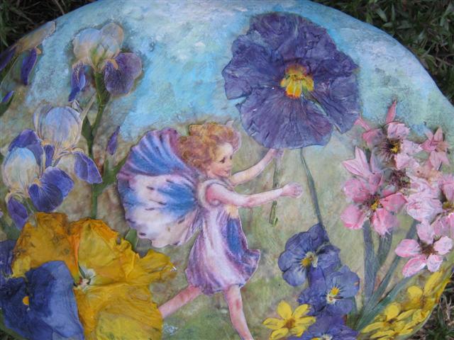 640x480 Hand Painted Flower Amp Fairy Rocks - Fairy Garden Painting