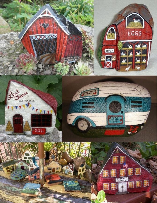 670x864 Painted Rock Fairy Garden Village Painted Rocks - Fairy Garden Painting