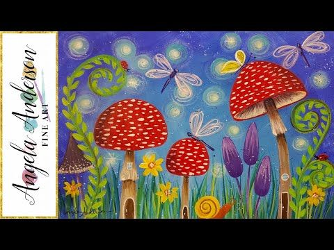 480x360 Beginner Acrylic Tutorial Mushrooms Fairy Garden Live Painting - Fairy Garden Painting