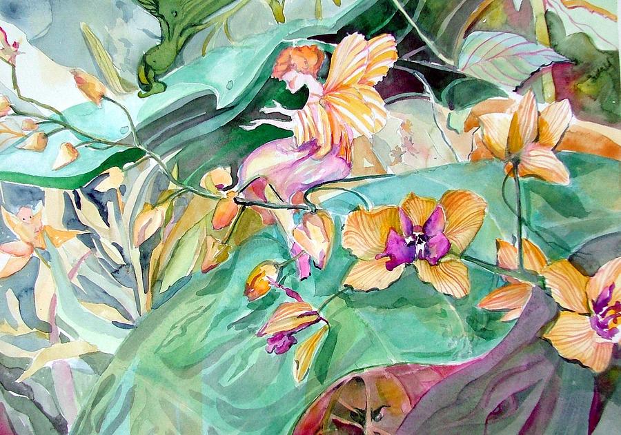 900x631 Fairy Garden Painting By Mindy Newman - Fairy Garden Painting