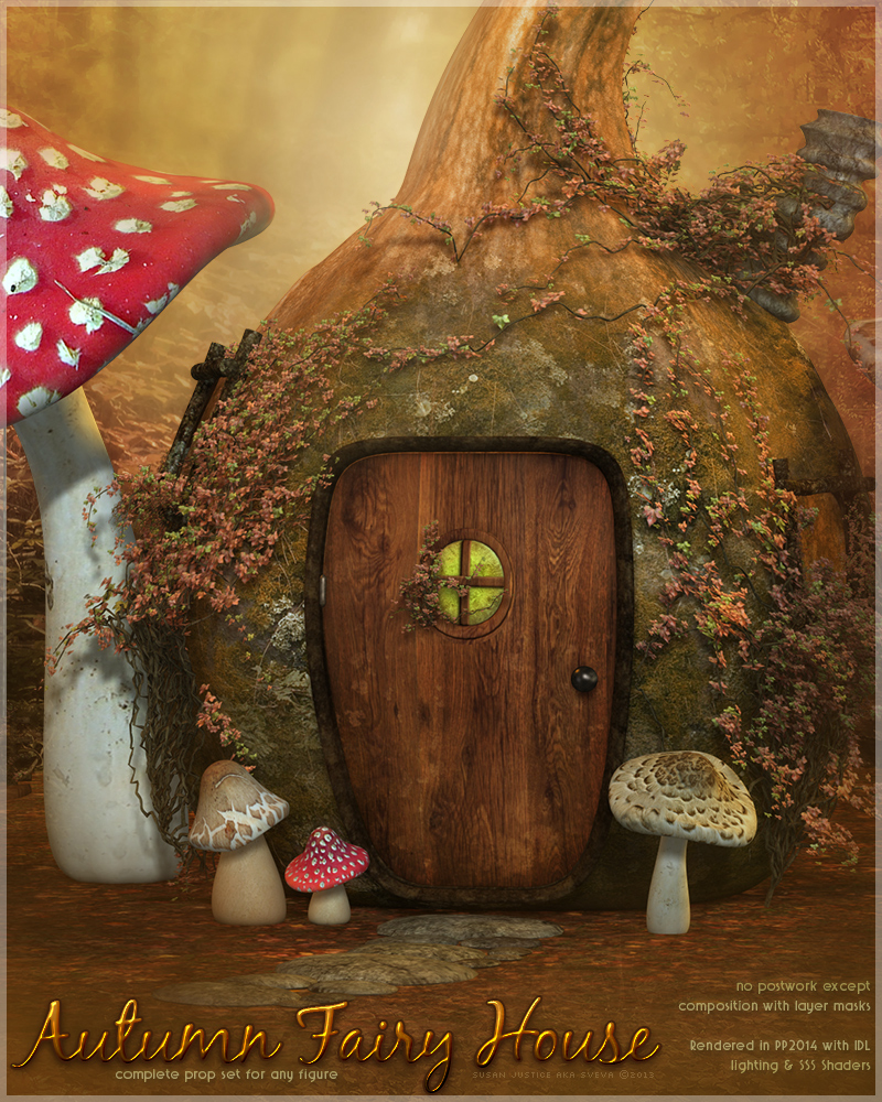 800x1000 Sv's Autumn Fairy House 3d Models Sveva - Fairy House Painting