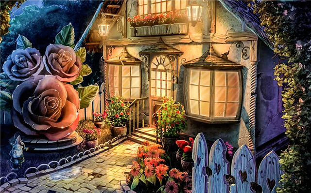 640x399 Diy 5d Diamond Painting Fairy House Cross Stitch Round Diamond - Fairy House Painting